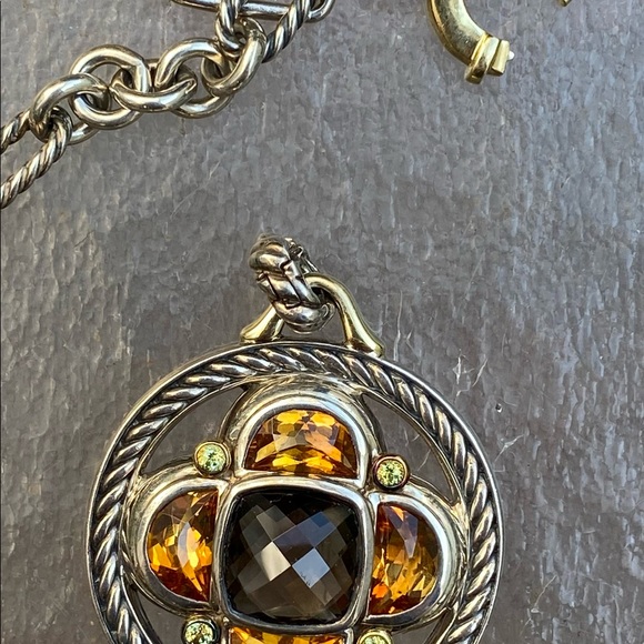 DAVID YURMAN 18k Sterling Half Moon Enhancer + DY 33” Sterling 18k Figaro Chain - Picture 8 of 16